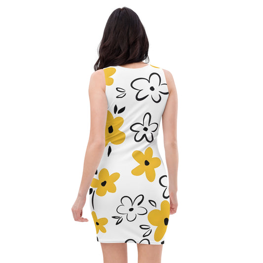 Yellow Flower Bodycon dress