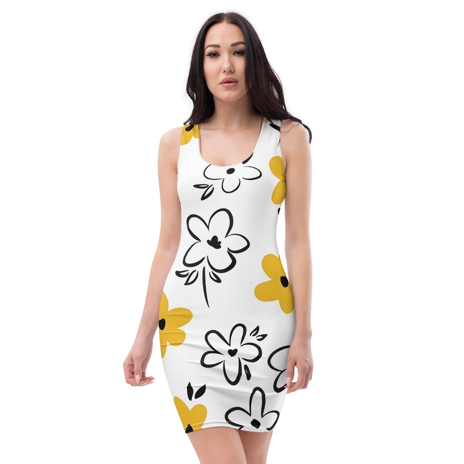 Yellow Flower Bodycon dress