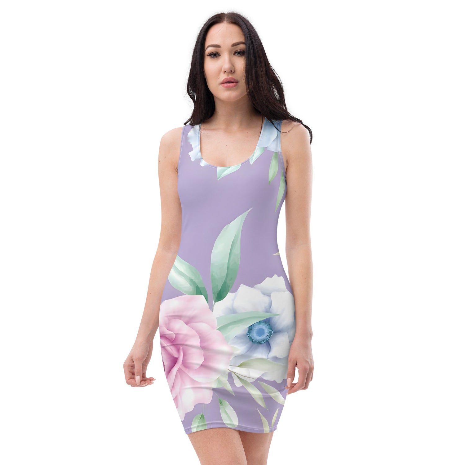 LBM Light purple flower Bodycon dress