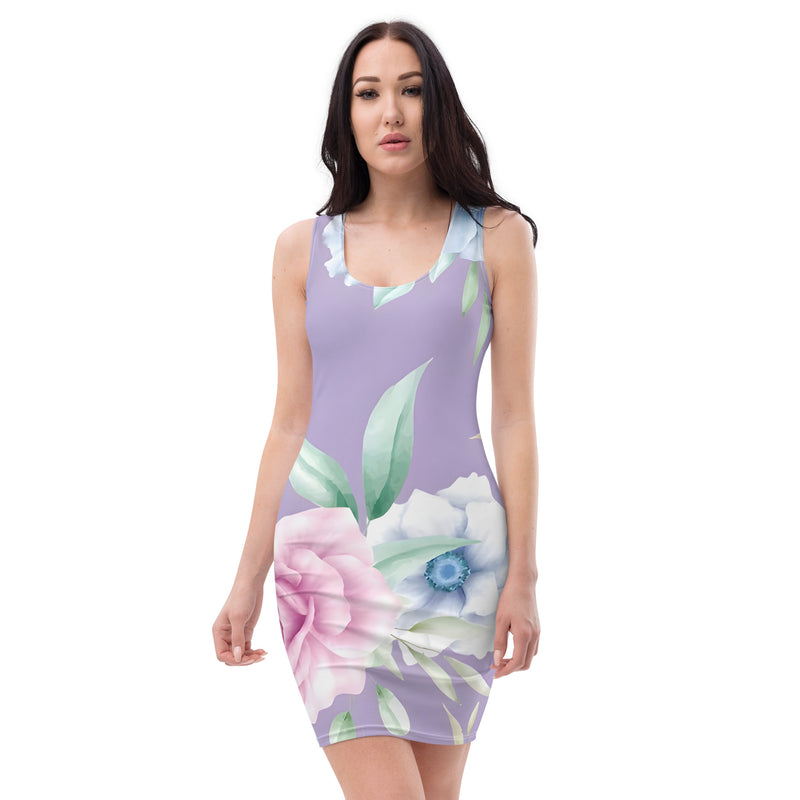 LBM Light purple flower Bodycon dress