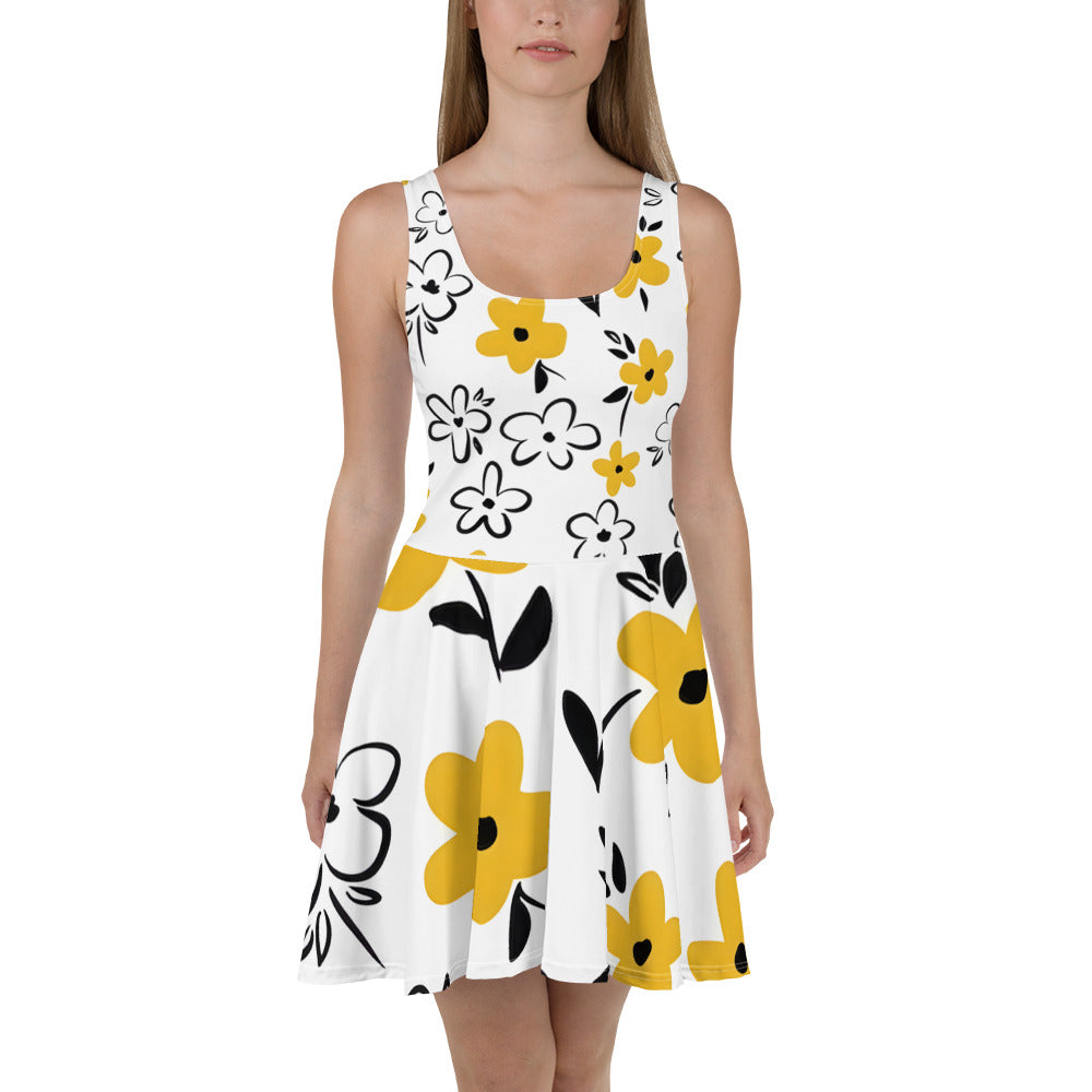 yellow Flower Skater Dress