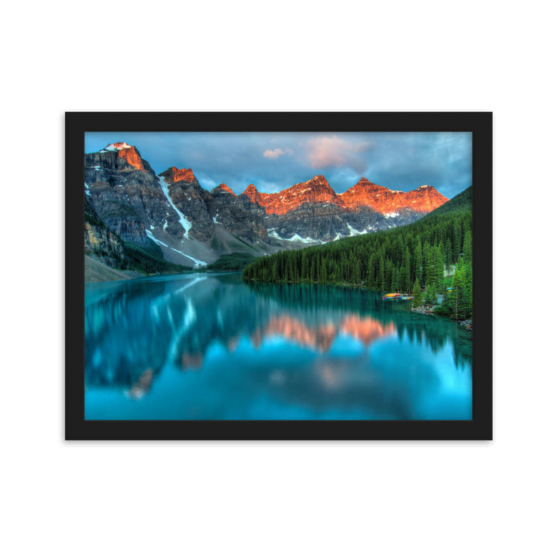 Moraine Lake at sunset Framed matte paper poster