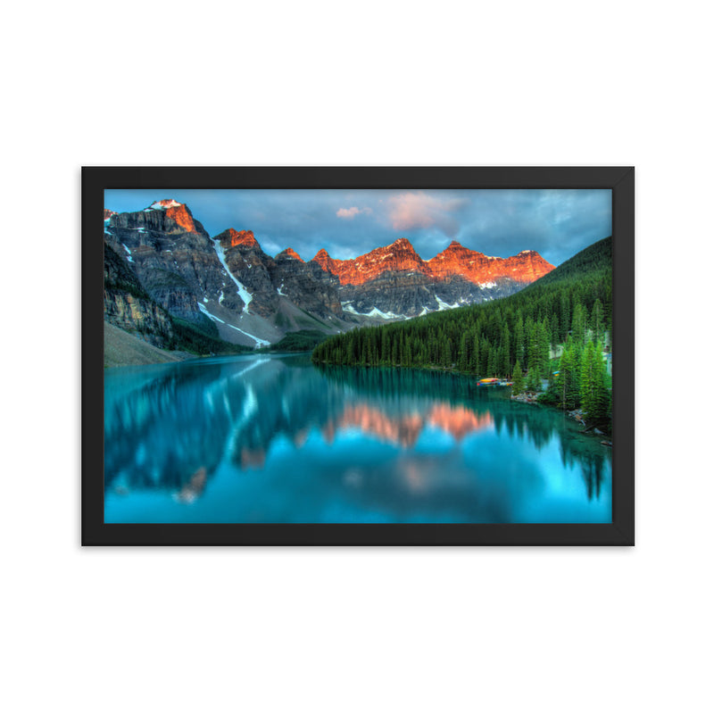 Moraine Lake at sunset Framed matte paper poster