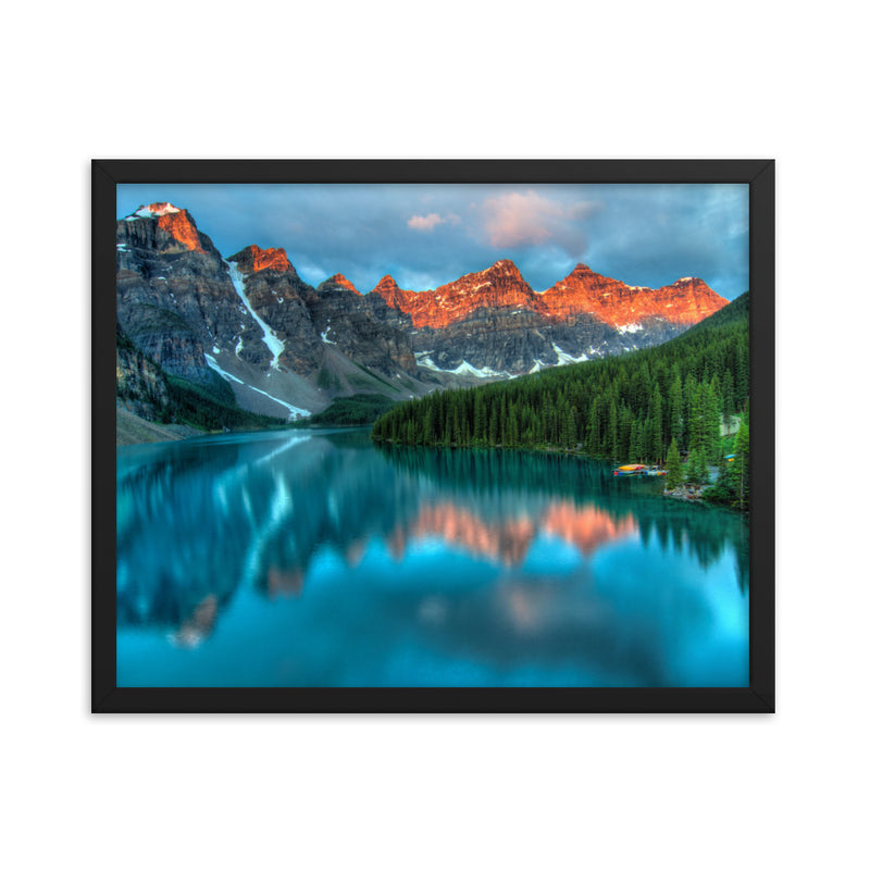 Moraine Lake at sunset Framed matte paper poster