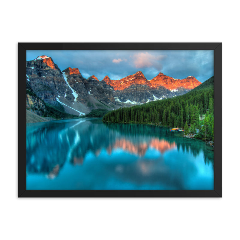 Moraine Lake at sunset Framed matte paper poster