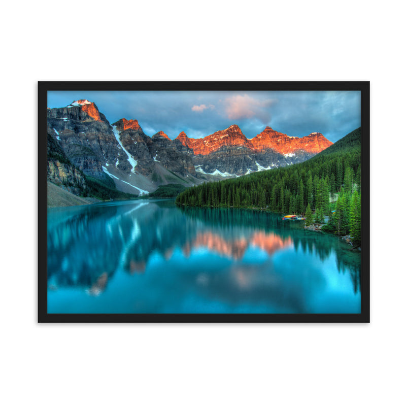 Moraine Lake at sunset Framed matte paper poster