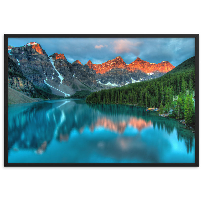 Moraine Lake at sunset Framed matte paper poster