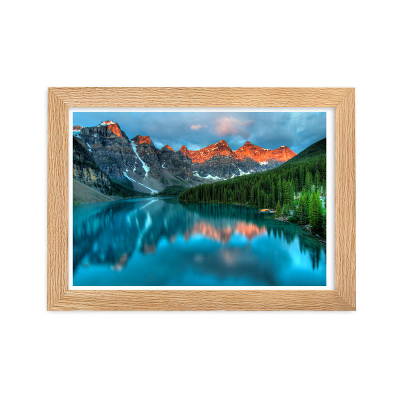 Moraine Lake at sunset Framed matte paper poster