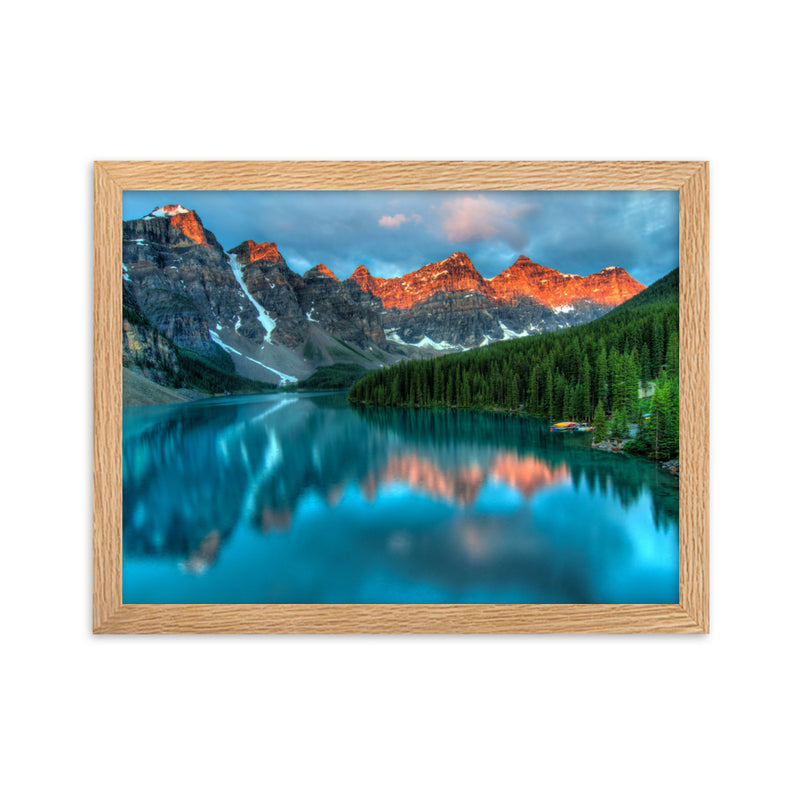 Moraine Lake at sunset Framed matte paper poster