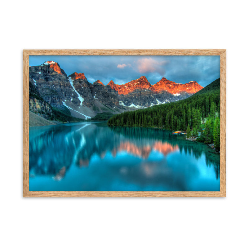 Moraine Lake at sunset Framed matte paper poster