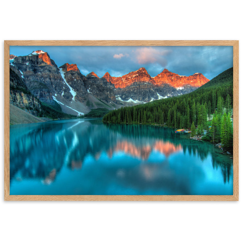 Moraine Lake at sunset Framed matte paper poster