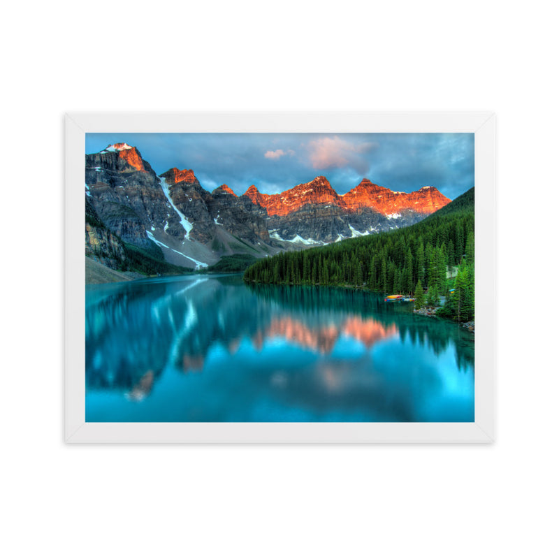 Moraine Lake at sunset Framed matte paper poster