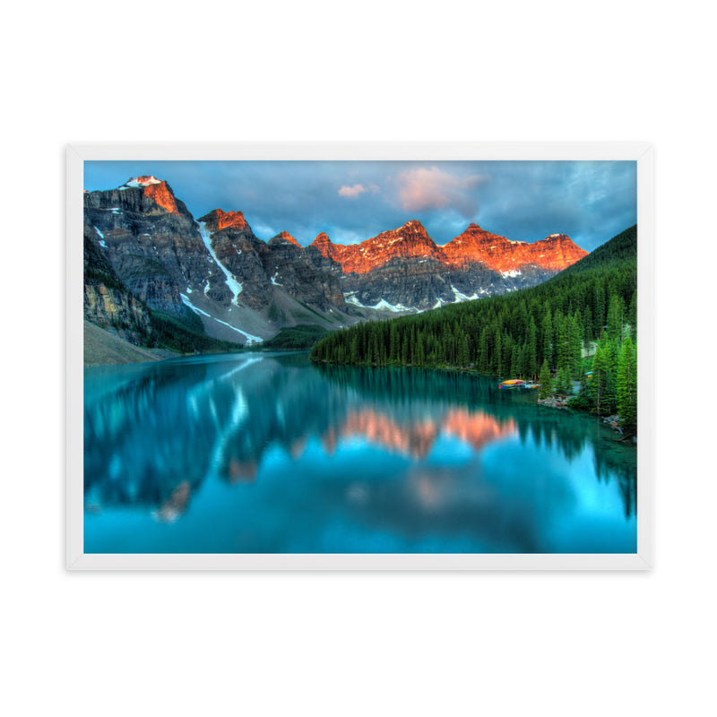 Moraine Lake at sunset Framed matte paper poster