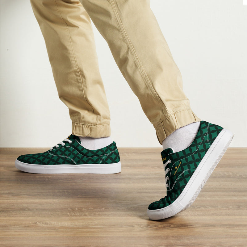 LBM Green/Black Men’s lace-up canvas shoes