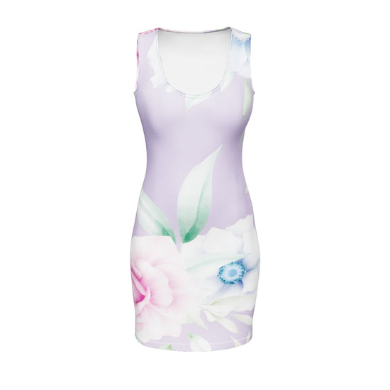 LBM Light purple flower Bodycon dress