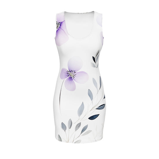 LBM Purple flowers and leaves swirling Bodycon dress